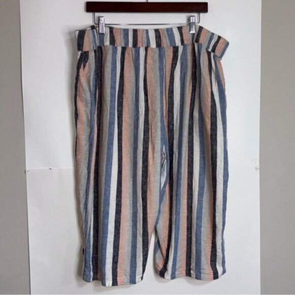Naturals d&Co. Women’s XL Capris Striped Button Embellishment Linen Blend Boho - Picture 10 of 10